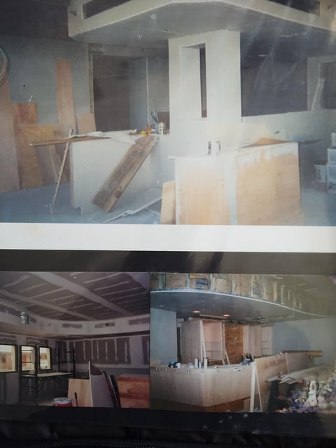 Interior renovation stages with drywall and framing